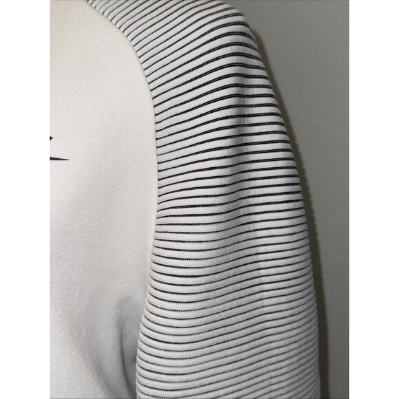 Nike White Tech Fleece Ribbed Long Sleeve Crew Neck Sweatshirt Large, EUC - Picture 3 of 12